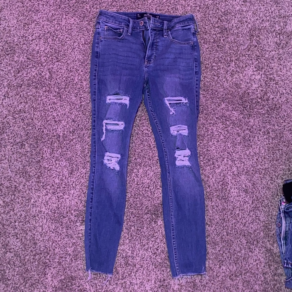 Distressed skinny jeans- Hollister